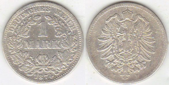 1874 F Germany silver 1 Mark A000876